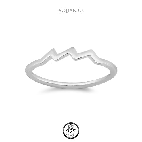Sterling Silver Aquarius Sign Ring