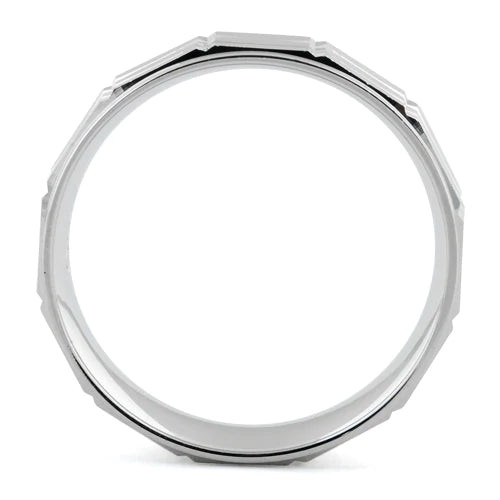 Sterling Silver Diamond Cut Pattern Men's Ring