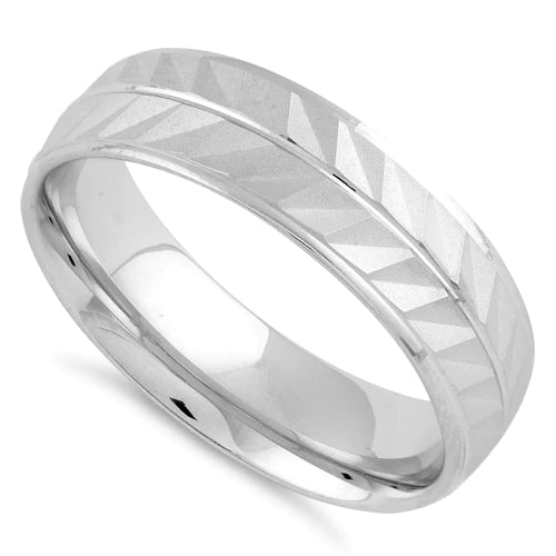 Sterling Silver Diamond Cut 2 Layer Zig Zag Men's Ring