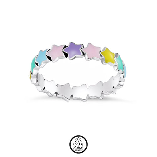 Sterling Silver Candy Rainbow Star Ring