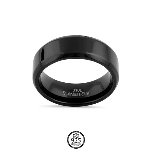 Stainless Steel 7mm Black Ring