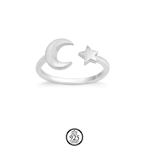Sterling Silver Moon and Star Toe Ring