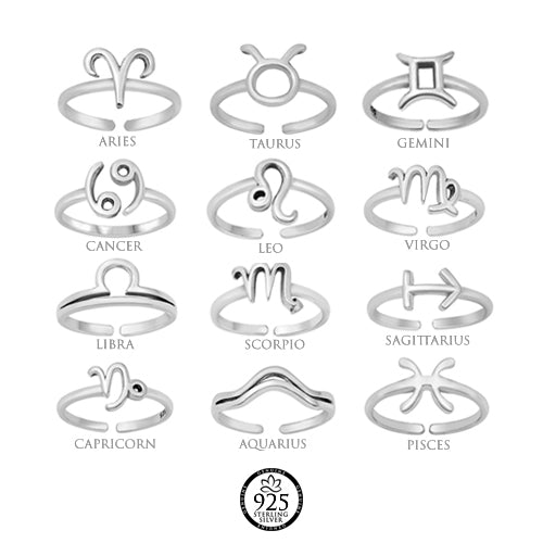 Sterling Silver Gemini Zodiac Sign Toe Ring