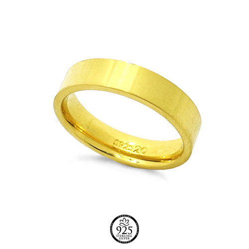 Sterling Silver 18K Gold Electroplating Flat Band Ring