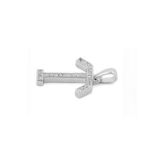 Sterling Silver Letter T Crystal Charm