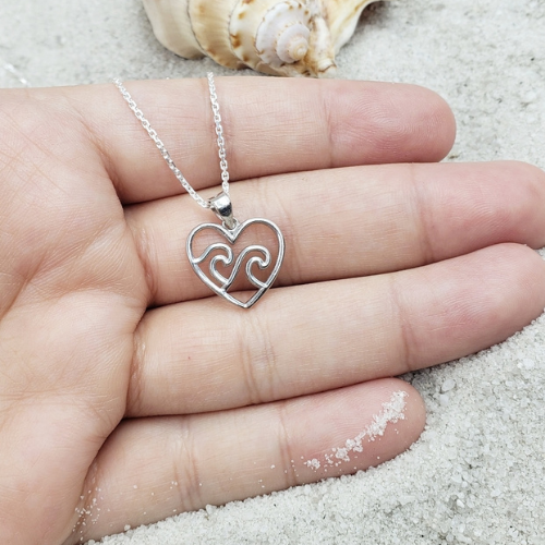 Sterling Silver Wave Love Necklace