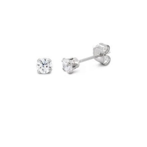 Sterling Silver 3mm Crystal Stud Earrings