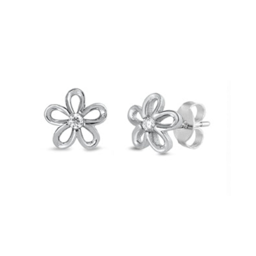 Sterling Silver Campanilla Flower Crystal Earrings