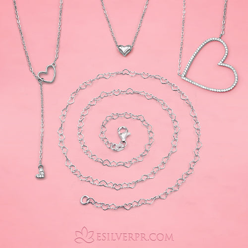Sterling Silver Lots of Hearts Necklace