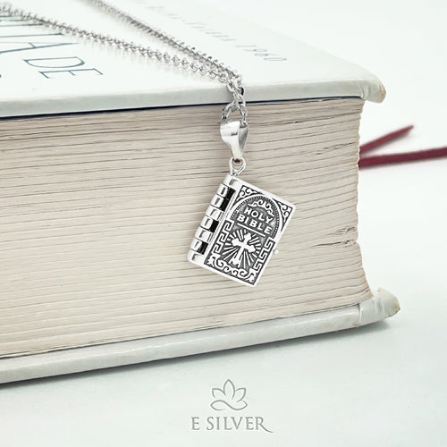 Sterling Silver The Bible Book Necklace