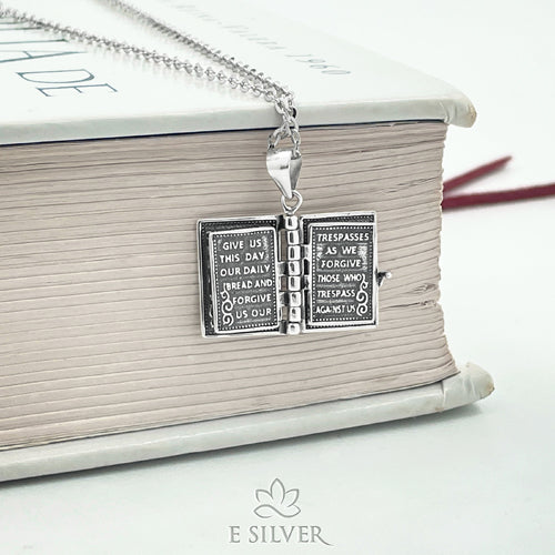 Sterling Silver The Bible Book Necklace