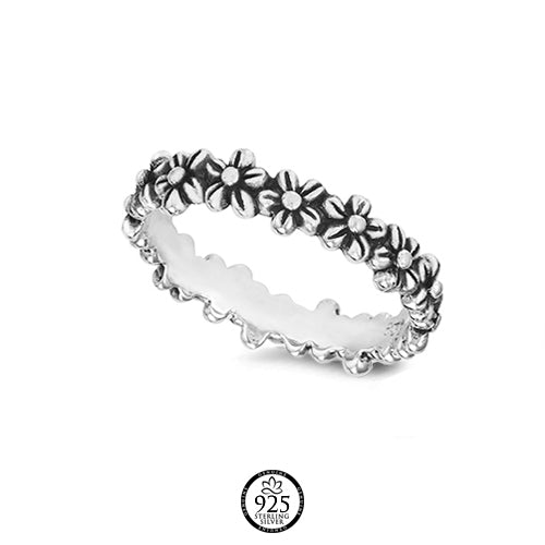 Sterling Silver Dainty Chic Flowers Ring