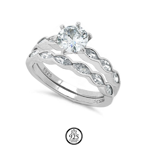Sterling Silver Magistral Engagement Ring Set