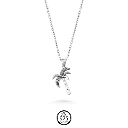 Sterling Silver Tropical Palm Necklace