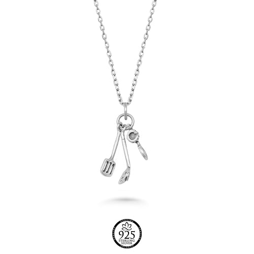 Sterling Silver Kitchen Utensils Necklace