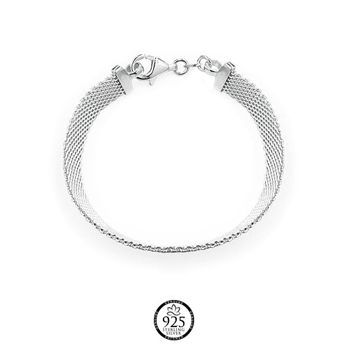 Sterling Silver Flat Mesh Chain Bracelet