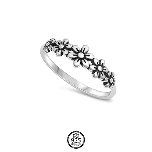Sterling Silver Flower Band Ring