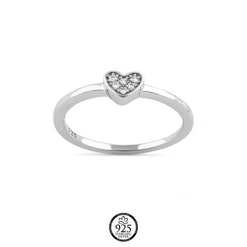 Sterling Silver Lorena Heart Crystal Ring