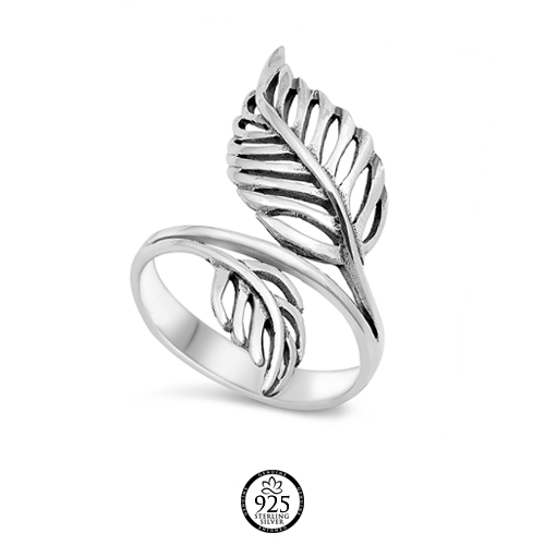 Sterling Silver High Impact Leaves Ring