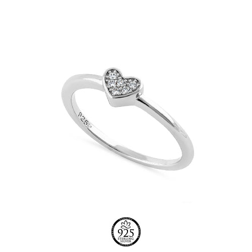 Sterling Silver Lorena Heart Crystal Ring
