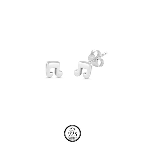 Sterling Silver Musical Note Stud Earring