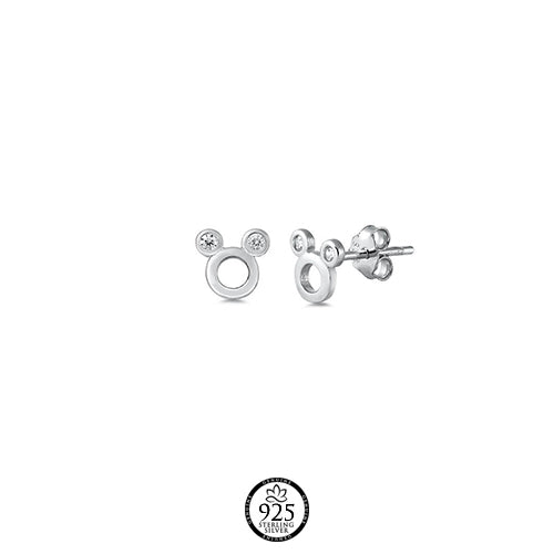 Sterling Silver Mouse Stud Earrings