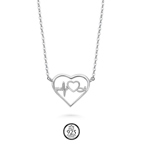 Sterling Silver Heart Beat Love Necklace