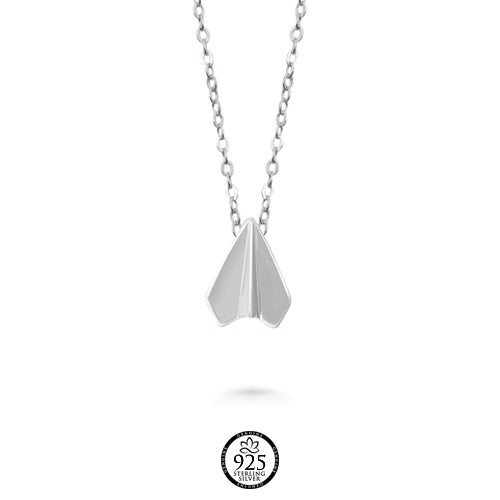 Sterling Silver Paper Airplane Necklace