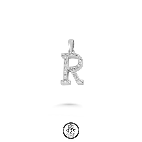 Sterling Silver Letter R Crystal Charm
