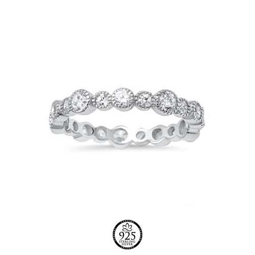 Sterling Silver Eternity Round Cut Ring
