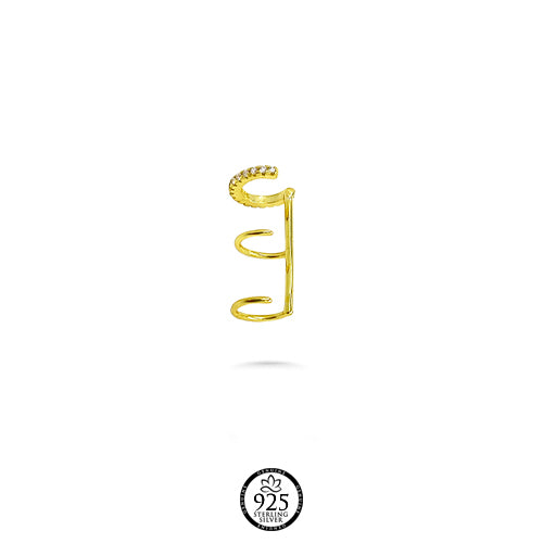 Sterling Silver Triple Happiness Earcuff