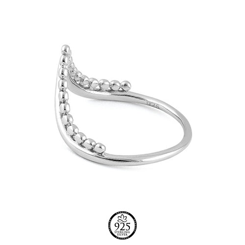Sterling Silver V Shape Beads Ring