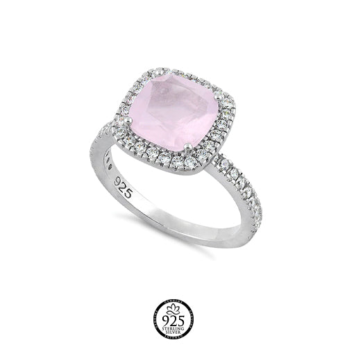 Sterling Silver Vintage Pink & Crystals Ring