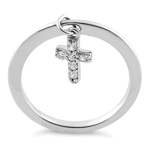Sterling Silver Hanging Cross Ring