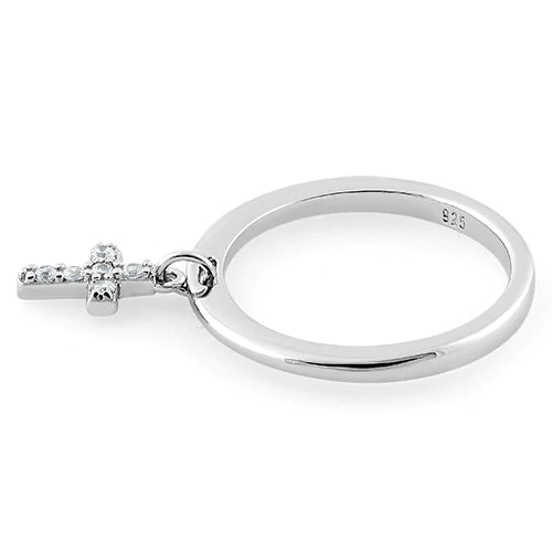 Sterling Silver Hanging Cross Ring