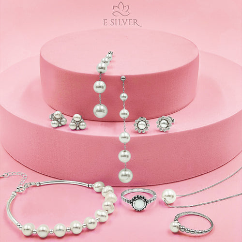 Sterling Silver Long Pearl Earrings